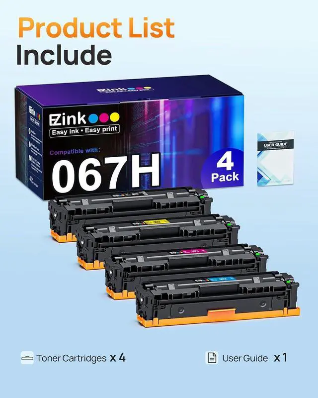 Alt view image 6 of 7 - E-Z Ink 067H 067 Toner Cartridge Compatible Replacement for Canon 067H Toner Cartridge Set High Yield Cartridge 067 to use with Canon imageCLASS MF656Cdw MF654Cdw LBP632Cdw MF653Cdw Printer (4Pack)