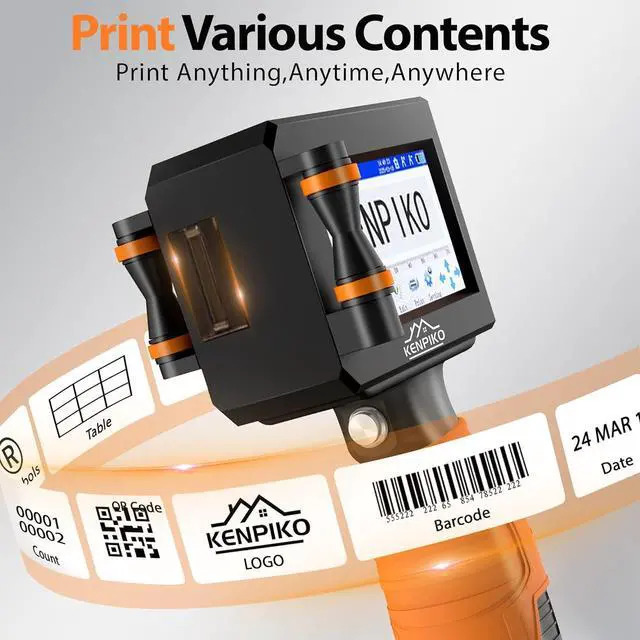 Alt view image 3 of 6 - Handheld Printer, 2025 Upgrade 1 Inch Print Height Handheld Inkjet Printer with 72ML Quick-Drying Ink Cartridge,Portable Inkjet Printers Gun with 4.3" Touch Screen for Barcode, Logo, Date