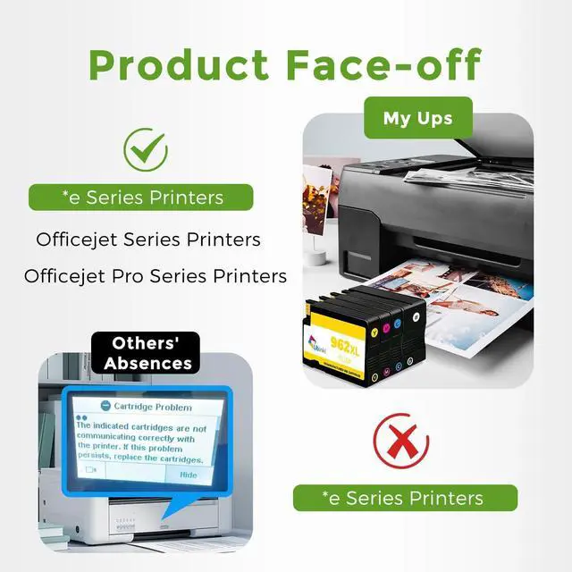 Alt view image 3 of 7 - 962XL Ink Cartridges Combo Pack Replacement for HP 962 XL Ink Cartridges Black and Color HP962 HP962XL for OfficeJet Pro 9015e 9015 9010e 9010 9018 9018e 9020 9025e 9025 Printer (BK/C/M/Y,4 Pack)