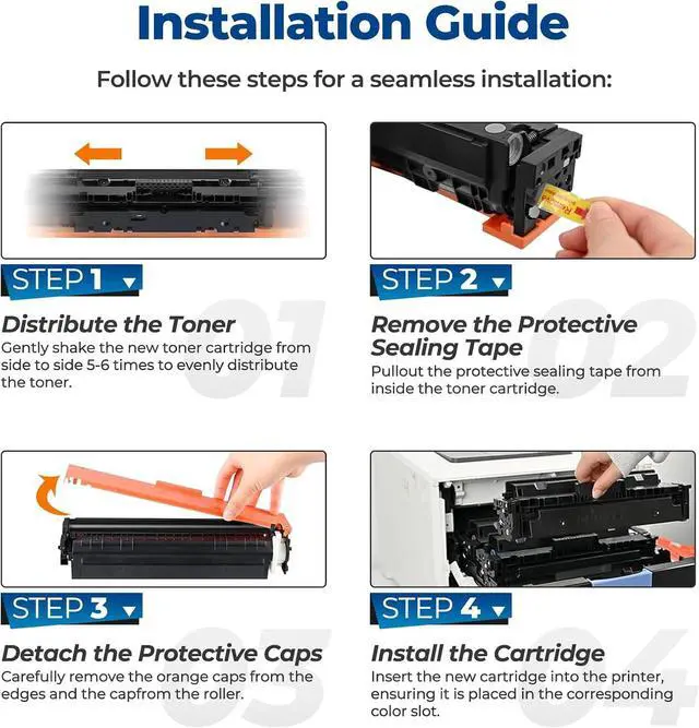Alt view image 6 of 7 - 508A Toner Cartridges Set Laser Jet M553 M553dn M553n Compatible with HP 508A HP508A 508X CF360A Toner Cartridges 4 Pack(with Chip) for Color Laserjet Enterprise M553 M553dn M553n M553X M552 M577