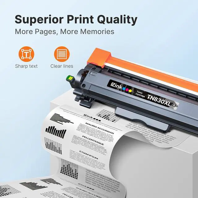 Alt view image 3 of 7 - E-Z Ink Compatible TN830 Toner Cartridge Replacement for Brother TN830XL TN830 TN 830 Toner Cartridges with Brother DCP-L2640DW HL-L2460DW HL-L2480DW HL-L2400D HL-L2405W MFC-L2820DW Printer (2 Black)