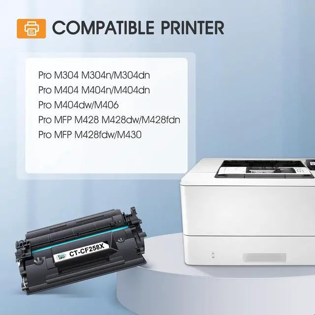 Alt view image 2 of 6 - 58X CF258X Toner Cartridge Black M404n Compatible Replacement for HP 58X CF258X 58A CF258A Toner Cartridge for HP Laserjet Pro M404dn MFP M428fdw M428fdn M428dw Printer Ink High Yield 2 Pack