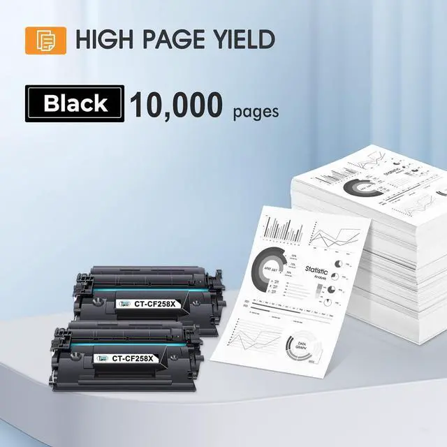 Alt view image 3 of 6 - 58X CF258X Toner Cartridge Black M404n Compatible Replacement for HP 58X CF258X 58A CF258A Toner Cartridge for HP Laserjet Pro M404dn MFP M428fdw M428fdn M428dw Printer Ink High Yield 2 Pack