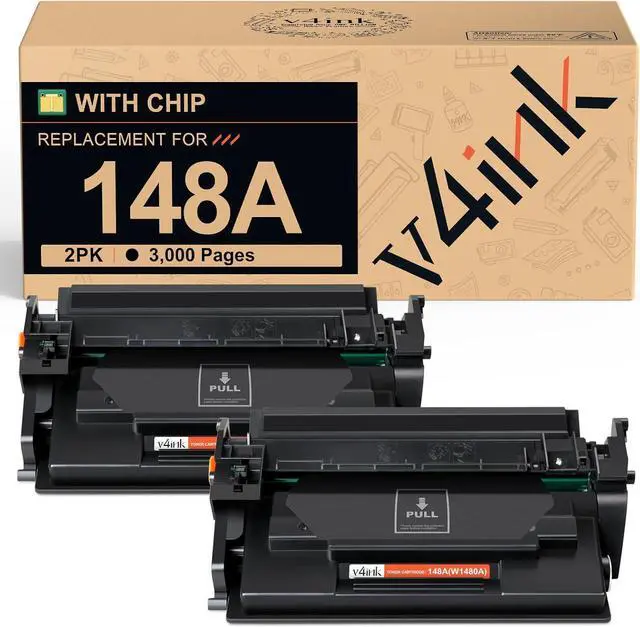 Main image of v4ink 148A W1480A (with Chip) Compatible Toner Cartridge Replacement for HP 148A 148X W1480A W1480X for HP Pro 4001 4001n 4001dw 4001dn MFP 4101 4101fdw 4101fdn Printer Ink (2-Pack Black)