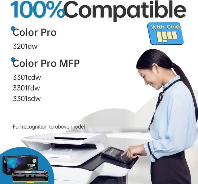 Alt view image 3 of 6 - 218A Toner Cartridge (with Chip) Compatible with HP W2180A 218X W2180X Work with HP Color Pro 3301fdw 3201dw 3301cdw 3301sdw 4 Pack (Black, Cyan, Magenta, Yellow)