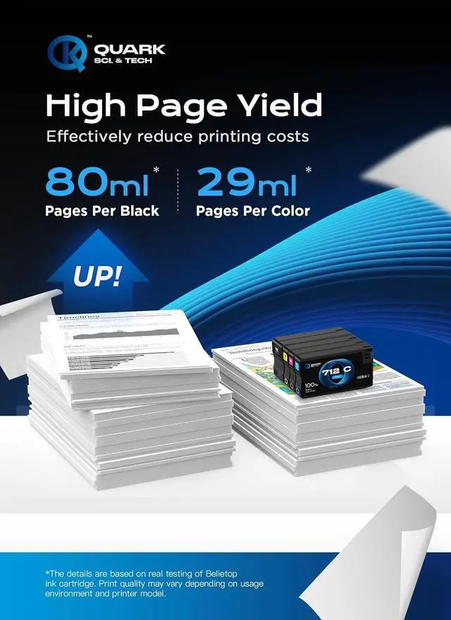 Alt view image 3 of 7 - 712 712XL Ink Cartridges High Yield Compatible with HP 712XL 712-XL 712 XL Ink Cartridge for Designjet T650 T630 T320 T250 T210 Printers (4 Pack, 80-ML Black, 29-ML Cyan/Magenta/Yellow)