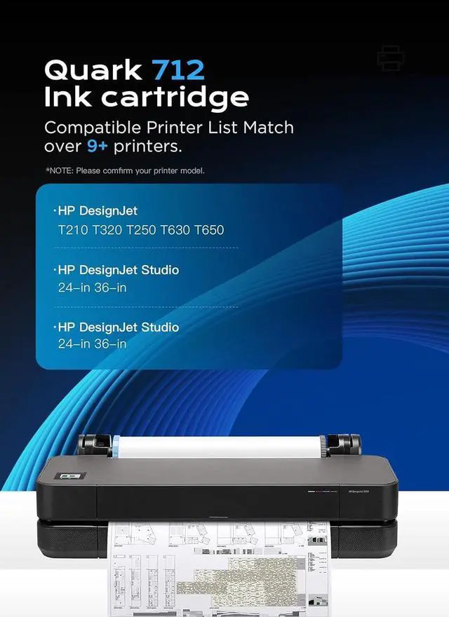 Alt view image 2 of 7 - 712 712XL Ink Cartridges High Yield Compatible with HP 712XL 712-XL 712 XL Ink Cartridge for Designjet T650 T630 T320 T250 T210 Printers (4 Pack, 80-ML Black, 29-ML Cyan/Magenta/Yellow)