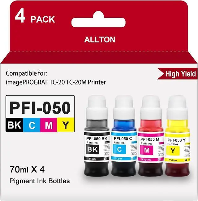 Main image of PFI-050 PFI050 Ink Refill 4-Pack PFI-050 Pigment Ink Tank Set Replacement for Canon imagePROGRAF TC-20 TC-20M Printer(4-Pack)