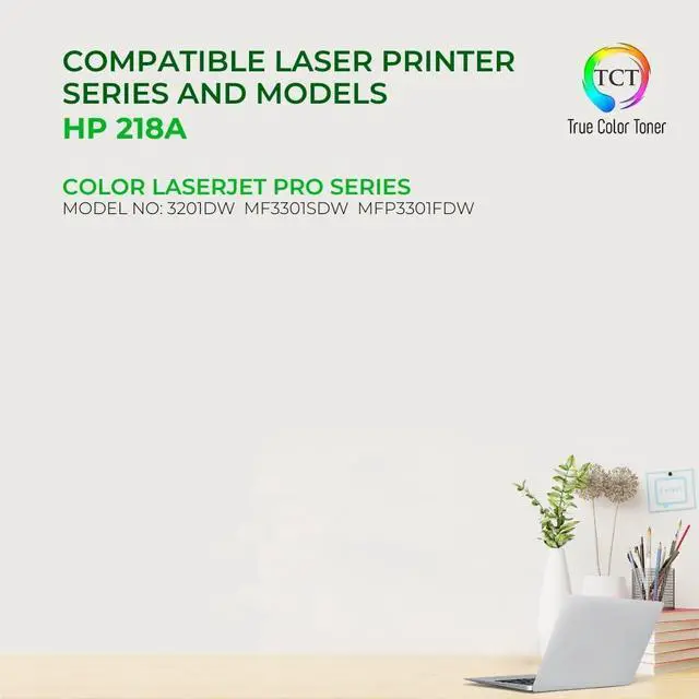 Alt view image 2 of 6 - TCT 218A Toner Cartridge 4 Pack - Premium Compatible Replacement with CHIP Works with HP Laserjet Pro 3201, MFP 3301 Printers (Black Cyan Magenta Yellow) - not Compatible with -e Suffix Printers