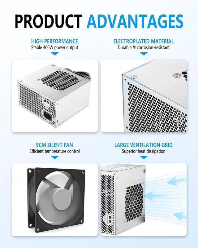 Alt view image 5 of 7 - D460AM-03 HU460AM-01 HU460AD-01 D460AM-01 WC1T4 WY7XX 460W Power Supply Compatible with Dell XPS 8930, 8920, 8910, 8900, 8700, 8300 High-Frequency Switching Power Supplies