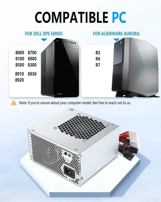 Alt view image 3 of 7 - D460AM-03 HU460AM-01 HU460AD-01 D460AM-01 WC1T4 WY7XX 460W Power Supply Compatible with Dell XPS 8930, 8920, 8910, 8900, 8700, 8300 High-Frequency Switching Power Supplies
