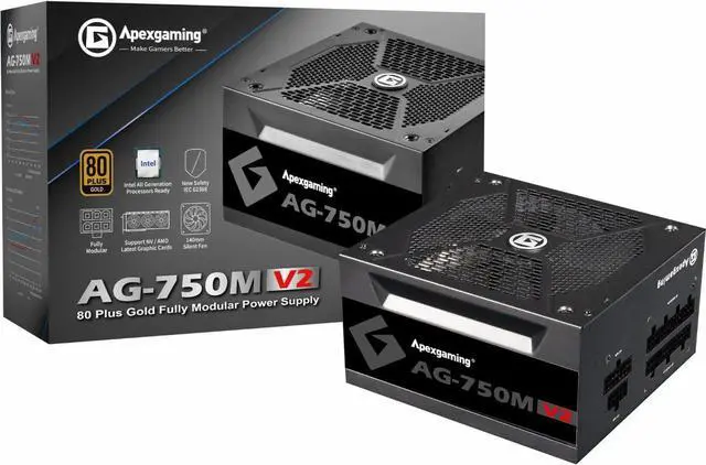 Main image of Apexgaming AG-750M V2 750Watt 80PLUS Gold Fully Modular Power Supply