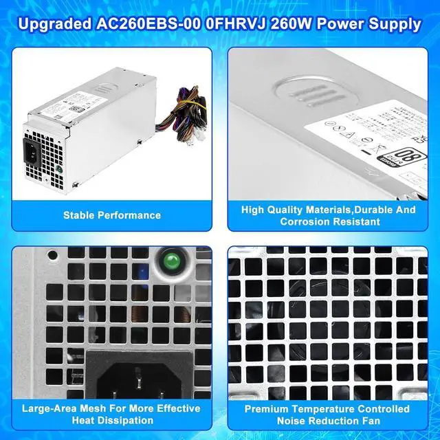 Alt view image 4 of 7 - Upgraded AC260EBS-00 260W Power Supply PSU Compatible with Dell Optiplex 3000MT 5000MT 7000MT Vostro 3710 3910 T3660 H260EBS-00 L260EBS-00 D260EBS-00 0NCM9 HVW4Y 5FK7C 7JGJF AC260EBS-00 Power Supply