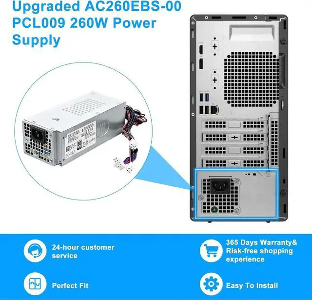 Alt view image 6 of 7 - Upgraded AC260EBS-00 260W Power Supply PSU Compatible with Dell Optiplex 3000MT 5000MT 7000MT Vostro 3710 3910 T3660 H260EBS-00 L260EBS-00 D260EBS-00 0NCM9 HVW4Y 5FK7C 7JGJF AC260EBS-00 Power Supply