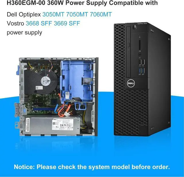 Alt view image 3 of 7 - S-Union Upgraded H360EGM-00 VM8KR 360W Power Supply PSU Compatible with Dell Optiplex 3050 7050 7060 3050MT 7050MT 7060MT Vostro 3668 3669 SFF D360E001L L360EGM-00 8HKG7 H360EGM-00 Power Supply