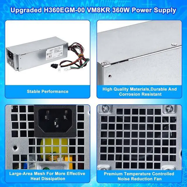 Alt view image 4 of 7 - S-Union Upgraded H360EGM-00 VM8KR 360W Power Supply PSU Compatible with Dell Optiplex 3050 7050 7060 3050MT 7050MT 7060MT Vostro 3668 3669 SFF D360E001L L360EGM-00 8HKG7 H360EGM-00 Power Supply