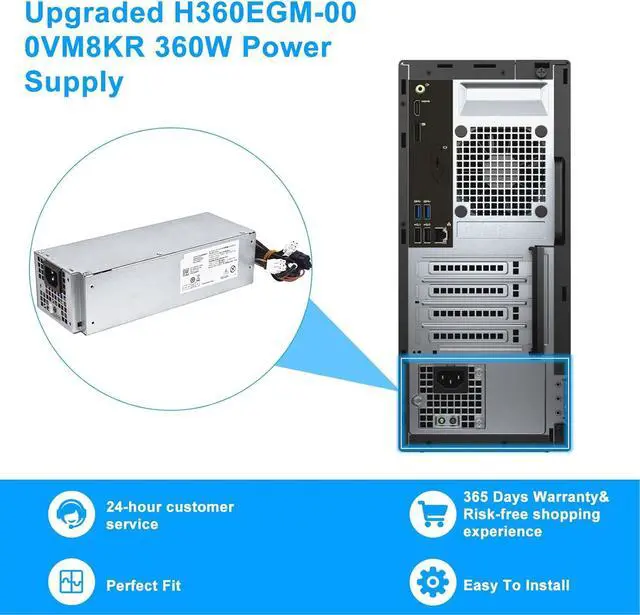Alt view image 7 of 7 - S-Union Upgraded H360EGM-00 VM8KR 360W Power Supply PSU Compatible with Dell Optiplex 3050 7050 7060 3050MT 7050MT 7060MT Vostro 3668 3669 SFF D360E001L L360EGM-00 8HKG7 H360EGM-00 Power Supply