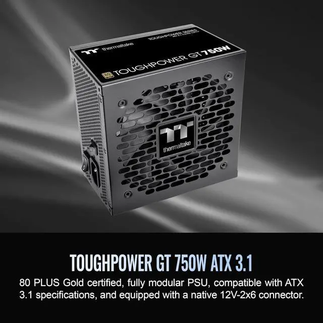Alt view image 2 of 6 - Thermaltake Toughpower GT 750W ATX 3.1 Standard Power Supply; 80 Plus Gold Efficiency; Smart Zero Fan; Native 300W PCIe 5.1 Connector; PS-TPT-0750FNFAGU-3; 5 Year Warranty