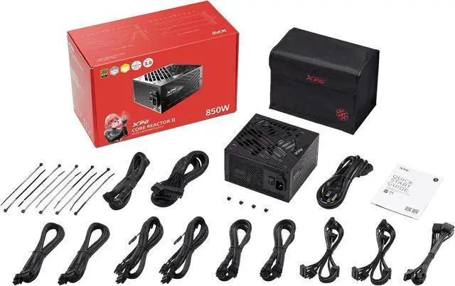 Alt view image 4 of 5 - Adata XPG Core Reactor II Power Supply - 850W, 80 Plus, Gold, Active PCF, Full Modular, W/Cable