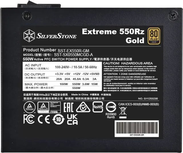 Alt view image 5 of 7 - SilverStone Technology Extreme 550Rz Gold 550W SFX12V 4.1 PCIe Gen 5 Modular SFX Power Supply, SST-EX550R-GM