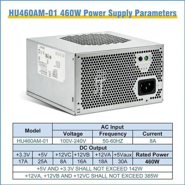 Alt view image 5 of 7 - Upgraded HU460AM-01 WC1T4 D460AM-03 460W Power Supply Compatible with dell XPS 7100, 8000, 8100, 8300 , 8500, 8700 , 8900 , 8910 , 8920 , 8930 , and Alien-Ware Aurora.