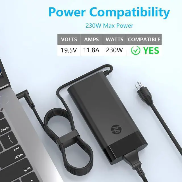 Alt view image 4 of 7 - 230W Laptop Charger M41303-001 fit for HP Omen 15 16 Victus by HP Gaming Laptop 16 16-r000 16-r0097nr ZBook Fury 16 G9 G10 M35733-001 19.5V 11.8A AC Power Supply Adapter