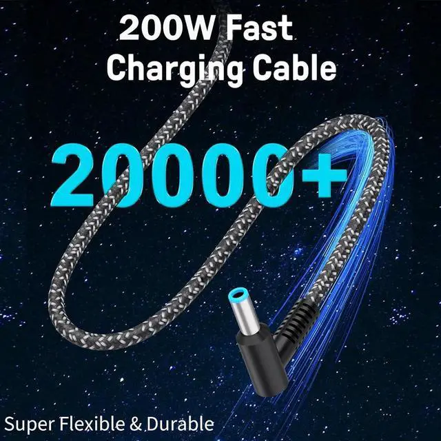 Alt view image 4 of 6 - 200W AC Adapter Laptop Charger Compatible with HP Omen Pavilion Gaming 15 16 17 15t 17t,ZBook Fury Power 15 15u G3 G4 G5 G6 G7 G8 Envy 15 2020 TPN-DA10 L00818-850 L00895-003 Power Supply Cord