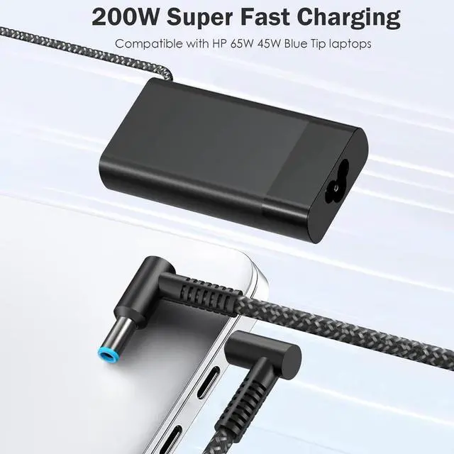 Alt view image 2 of 6 - 200W AC Adapter Laptop Charger Compatible with HP Omen Pavilion Gaming 15 16 17 15t 17t,ZBook Fury Power 15 15u G3 G4 G5 G6 G7 G8 Envy 15 2020 TPN-DA10 L00818-850 L00895-003 Power Supply Cord