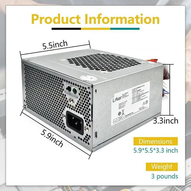 Alt view image 5 of 7 - HU460AM-01 D460AM-01 D460AM-03 WC1T4 WY7XX 460W Power Supply Compatible with Dell XPS 8930, 8920, 8910, 8900, 8700, 8300, 8100 and Alien-Ware Aurora R5, Replace DPS-460DB-15, L350AM-00