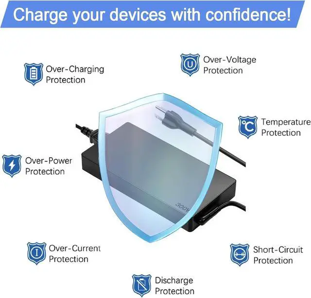 Alt view image 4 of 6 - 300W 20V 15A Laptop Charger AC Adapter Slim Compatible with Lenovo Legion 5 5i 5P 7 7i pro R9000P R9000K Y9000K Y9000X Gaming Laptop