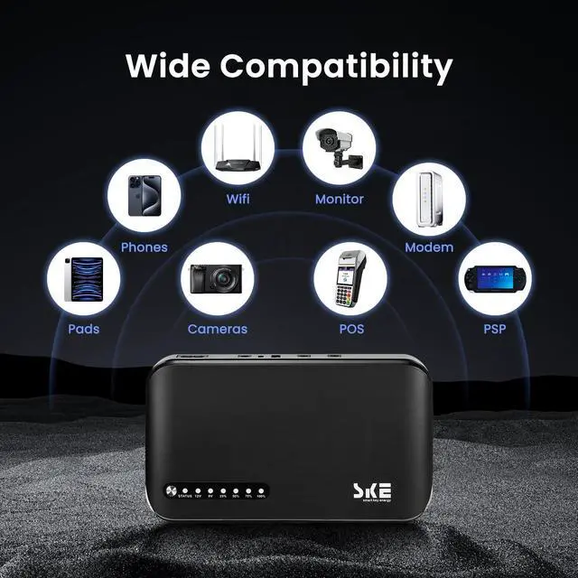 Alt view image 3 of 7 - Mini UPS DC 20000mAh Battery Backup & Surge Protector Uninterruptible Power Supply for Router Modem USB Type-C 5V/9V/12V DC20000 Plus Altair Black -