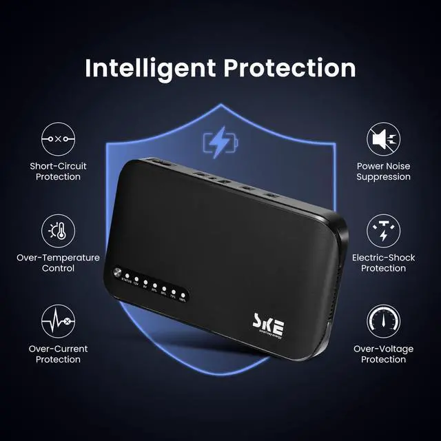 Alt view image 5 of 7 - Mini UPS DC 20000mAh Battery Backup & Surge Protector Uninterruptible Power Supply for Router Modem USB Type-C 5V/9V/12V DC20000 Plus Altair Black -