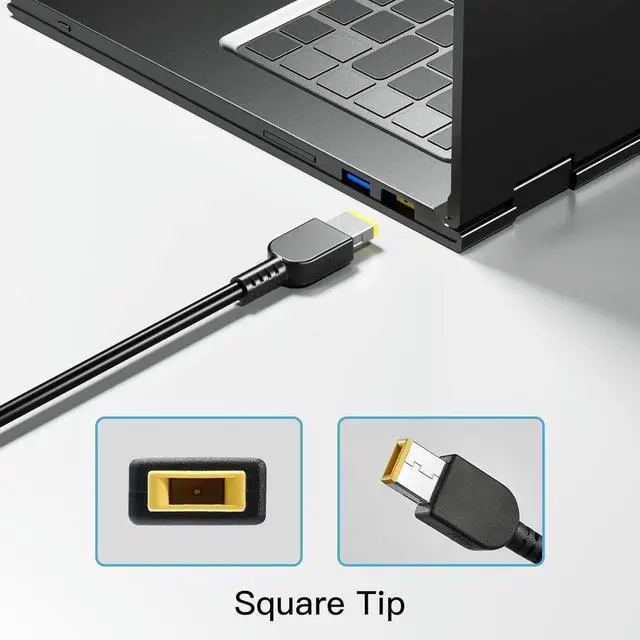 Alt view image 2 of 4 - 170W Square Yellow Tip Charger for Lenovo Gaming LOQ 16IRH8 82XW Laptop Power Supply Adapter Cord
