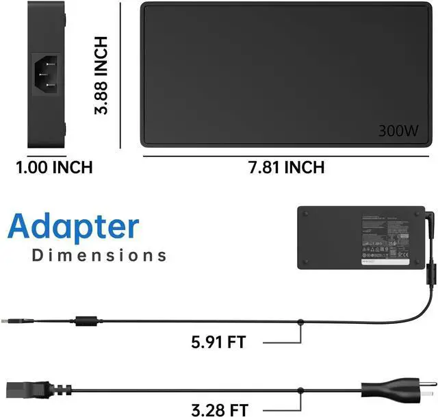 Alt view image 3 of 6 - 300W 20V 15A Laptop Charger Compatible with Lenovo Legion 5 5i 5P 7 7i R9000P R9000K Y9000K Y9000X fit for Legion C7 S7 Y540 Y545 Y740 ADL300SDC3A SA10R16956 Slim Tip Power Supply Adapter