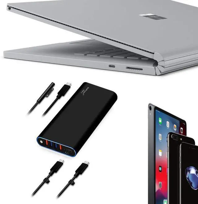 Alt view image 5 of 7 - BatPower 210Wh High Power Delivery Surface DC/PD USB C External Battery Portable Charger Compatible for Microsoft Surface Pro X 7 6 5 4 Go Book 3 2 Laptop 4 3 2 1 Power Bank & Slim 120W USB-C Adapter