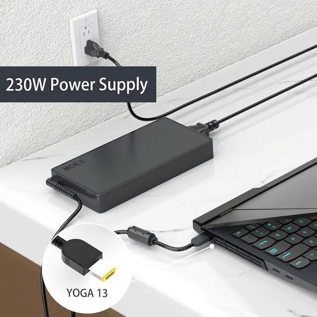 Alt view image 2 of 7 - 230W 20V 11.5A AC Power Adapter Laptop Charger Compatible with Lenovo Legion 5 5i 7 7i 5P C7 S7 5 15ACH6H 7i 15IMH05 P15 P17 T15g P1 Y540 Y740 Gaming Laptop Slim Tip Notebook Power Supply Cord