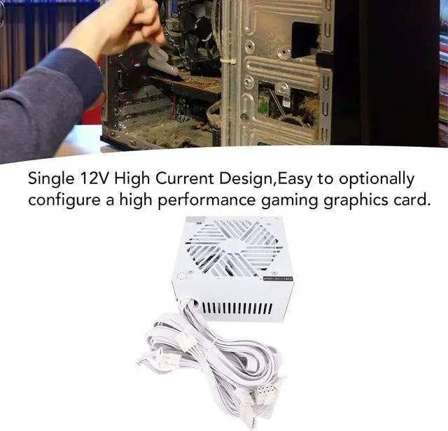Alt view image 3 of 7 - ATX Computer Power Supply, 600W Semi Modular Gaming Power Supply, Smart Temperature Control, ATX 12V V2.4, 24Pin Motherboard