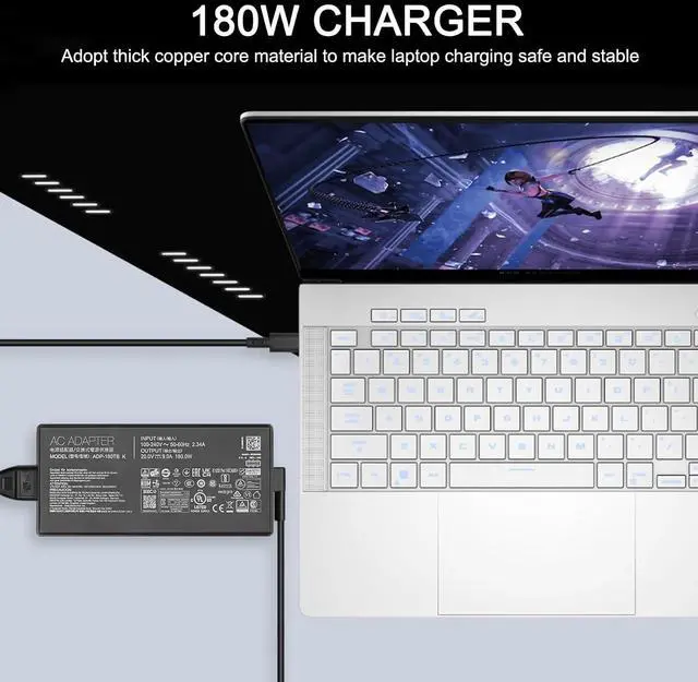 Alt view image 5 of 7 - 180W 20V 9A Charger ADP-180TB K for Asus ROG Zephyrus G14 2024 GA403 GA403U GA403UI GA403UV GA403UU Laptop ga403uu-bs71 ga403uv-g14.r94060 ga403ui-xs96 ga403ui-ds92 Power Cord