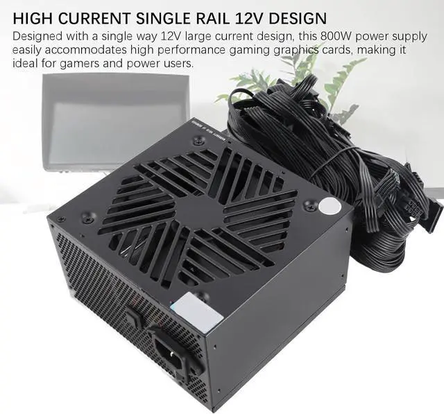 Alt view image 4 of 7 - 800W Power Supply, Energy Efficient Gaming PC Auto Speed Adjust Fan, Supports Dual Core Platforms with Overcurrent, Dual Core Platform Active Gaming Power Supply