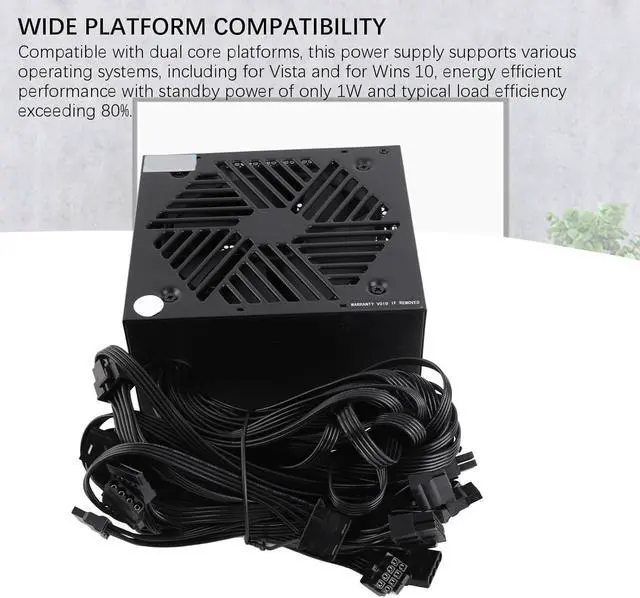 Alt view image 2 of 7 - 800W Power Supply, Energy Efficient Gaming PC Auto Speed Adjust Fan, Supports Dual Core Platforms with Overcurrent, Dual Core Platform Active Gaming Power Supply