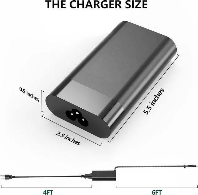 Alt view image 2 of 4 - 100W USB-C Charger fit for Original HP Spectre Fold 17 x360 16-aa0047nr Pavilion Plus 14 14-ew1010nr ZBook Firefly 14 16 G11 Envy 17-cw1087nr 17-cw1097nr AC Adapter Power Supply