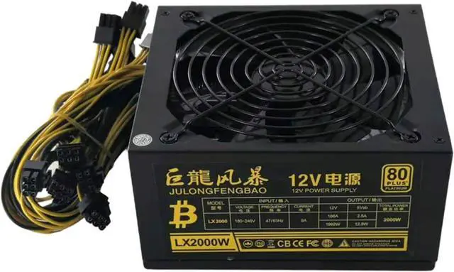 Main image of Computer Power Supply 2000W PSUs Computer Power Supply 8 Video Card 10 6pin Server Miners to