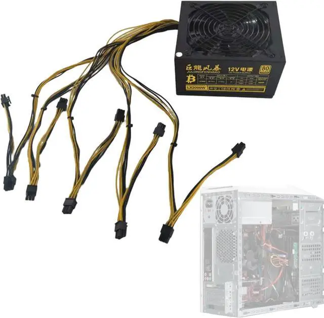 Alt view image 5 of 7 - Computer Power Supply 2000W PSUs Computer Power Supply 8 Video Card 10 6pin Server Miners to