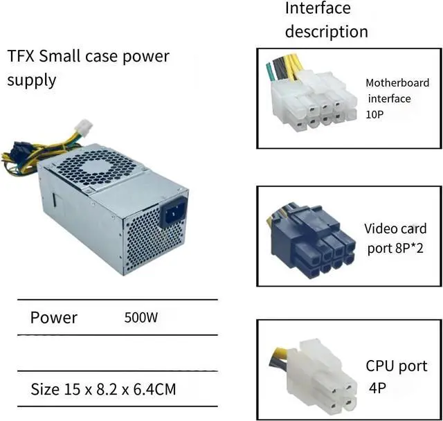 Alt view image 7 of 7 - 180W-600W Power Supply 526T 530T 10pin for Small Case with Stable Output and Enhances Cooling