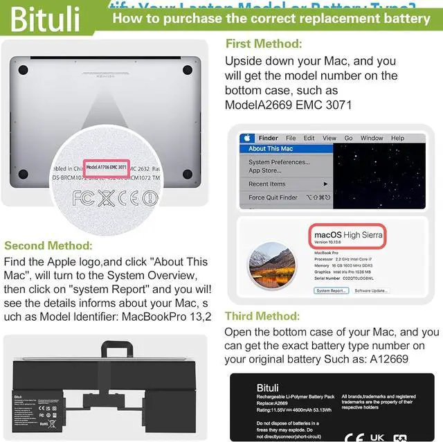 Alt view image 4 of 6 - A2669 A2681 Laptop Battery Replacement for MacBook AIR 13" M2 2022 A2681 661-26150 MLY33LL/A MLY43LL/A Series Notebook 11.55V 53.13Wh