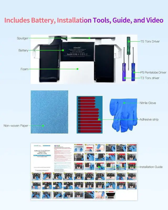 Alt view image 3 of 7 - Battery Replacement for MacBook Air A1932(Late 2018, 2019) 13-inch A1965 Battery