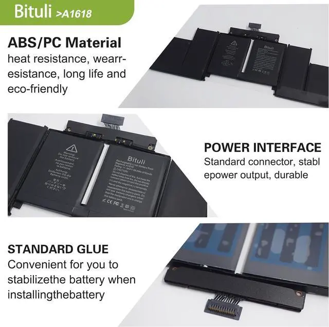 Alt view image 3 of 6 - A1494 A1398 Laptop MacBook Pro Battery A1618 Replacement for MacBook Pro 15 Inch Retina A1398 (Late 2013, Mid 2014, Early 2015)