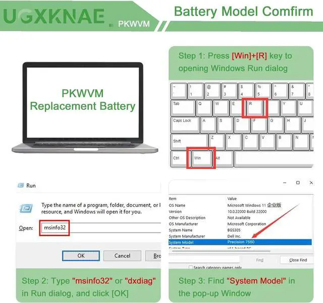 Alt view image 4 of 7 - PKWVM Laptop Battery Compatible with Dell Precision 7550 7750 7560 7760 Series Notebook C903V CR72X 17C06 447VR 11.4V 7922mAh 95Wh 6-Cells