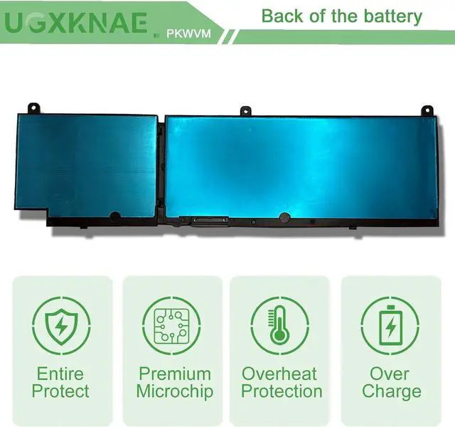 Alt view image 6 of 7 - PKWVM Laptop Battery Compatible with Dell Precision 7550 7750 7560 7760 Series Notebook C903V CR72X 17C06 447VR 11.4V 7922mAh 95Wh 6-Cells