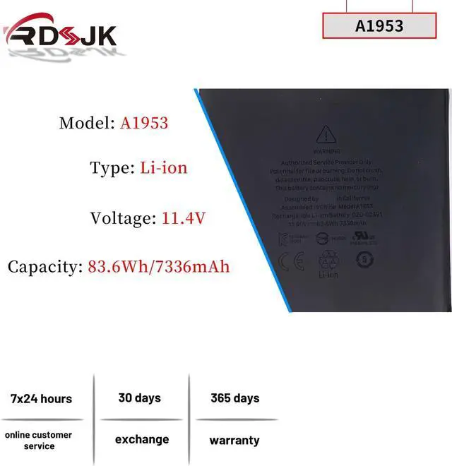 Alt view image 2 of 7 - A1953 Laptop Battery for MacBook Pro 15-inch A1990 Mid 2018 2019 EMC 3215 3359 BTO/CTO MR942LL/A MR972LL/A MR932LL/A MR962LL/A MV902LL/A MV912LL/A MV922LL/A MV932LL/A MV942LL/A MV952LL/A 11.4V 83.6Wh